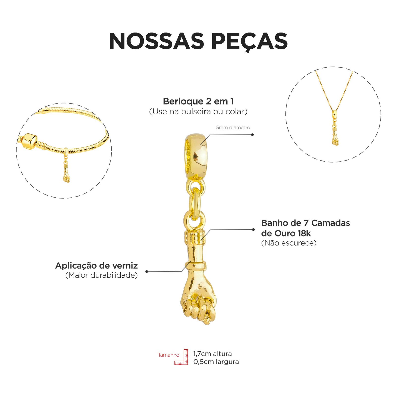 Berloque Figa Banhado a Ouro 18k