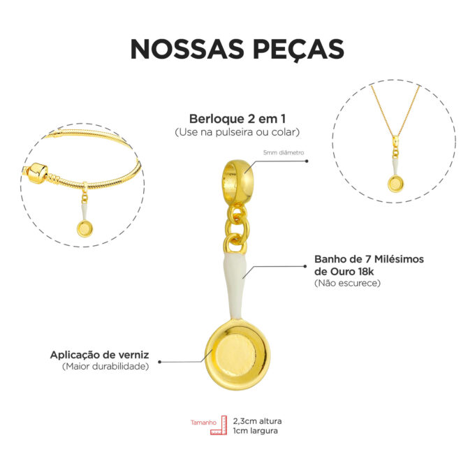 Berloque Frigideira Banhado a Ouro 18k