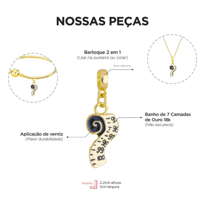 Berloque Fita Métrica Artesã Banhado a Ouro 18k.
