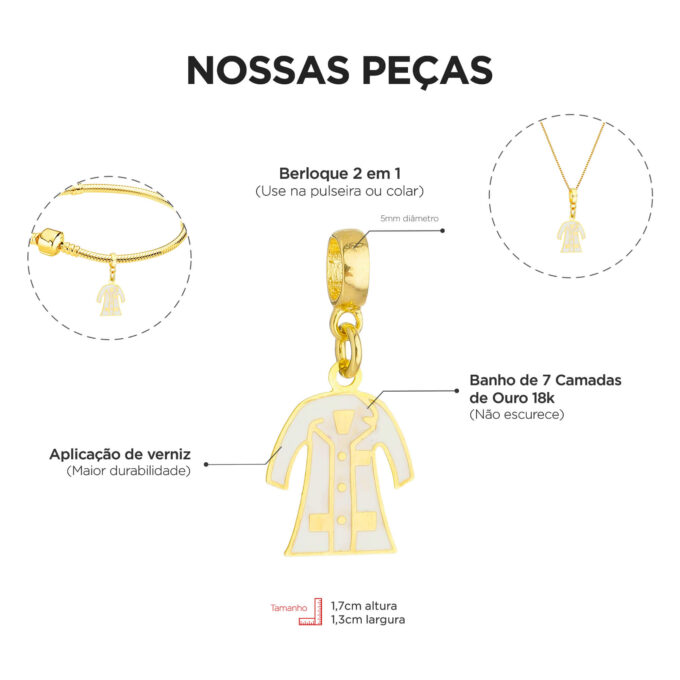 Berloque Jaleco Banhado a Ouro 18k