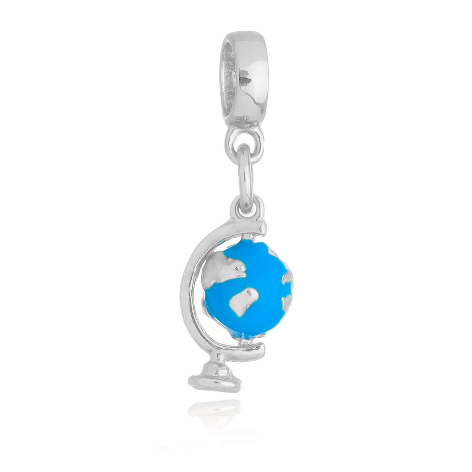 Berloque Globo Terrestre Banhado a Prata 925