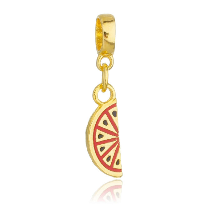 Berloque Melancia Fruta Banhado a Ouro 18k
