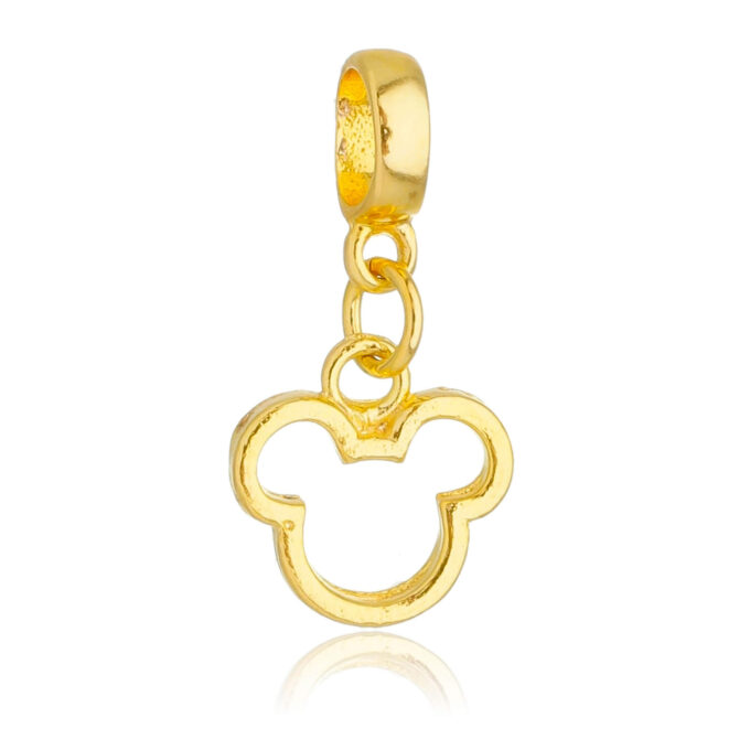 Berloque Mickey Vazado Disney Banhado a Ouro 18k