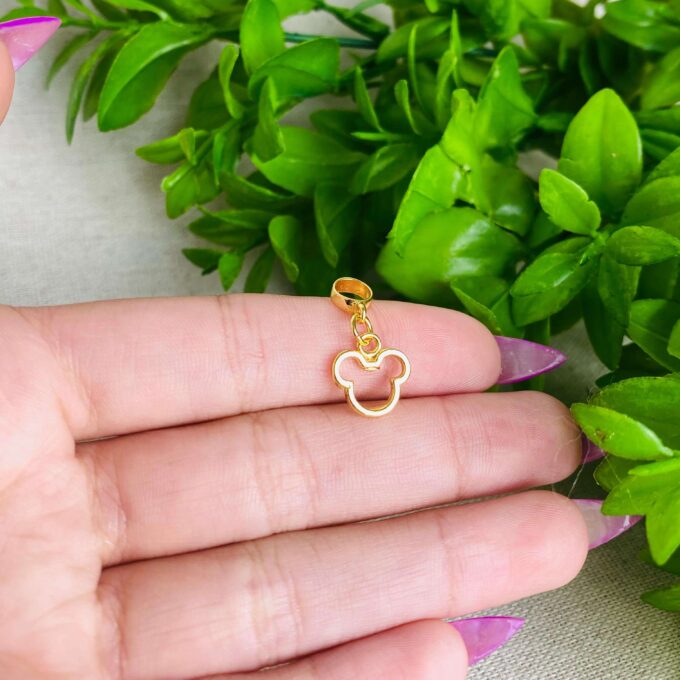 Berloque Mickey Vazado Disney Banhado a Ouro 18k