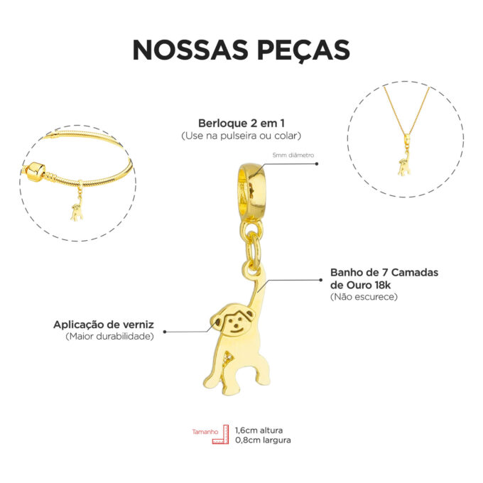 Berloque Macaco Banhado a Ouro 18k
