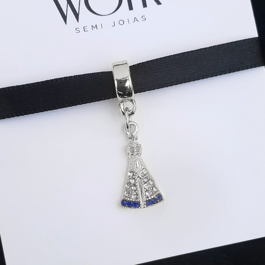 Berloque Nossa Senhora Aparecida Religioso Banhado a Prata 925