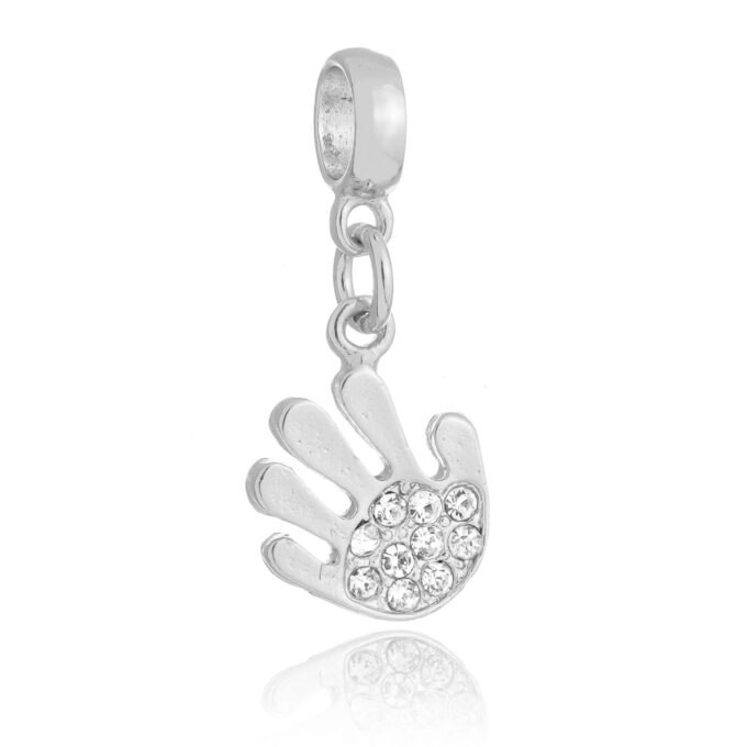 Berloque Mão Manicure Banhado a Prata 925