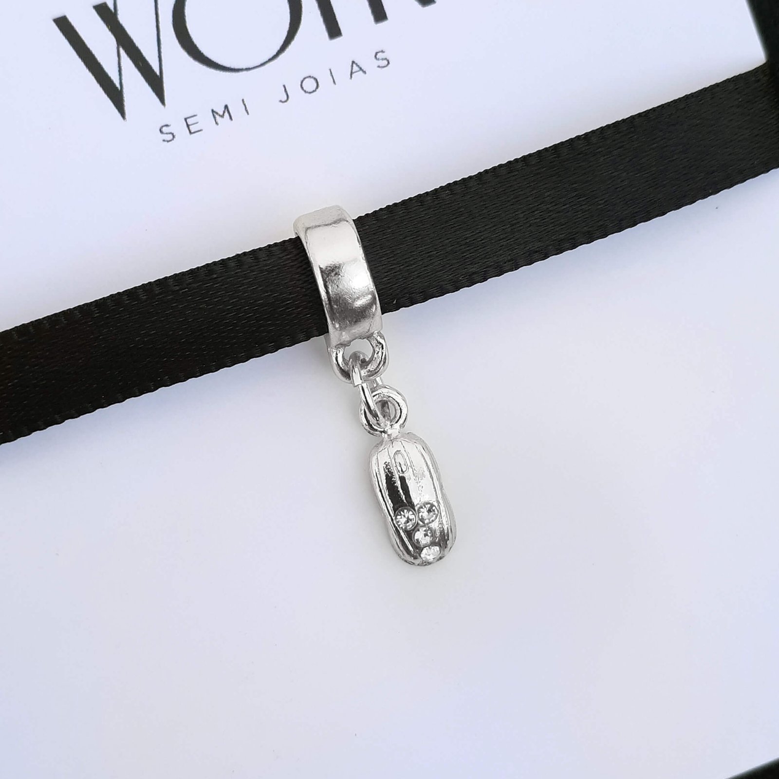 Berloque Mouse Banhado a Prata 925