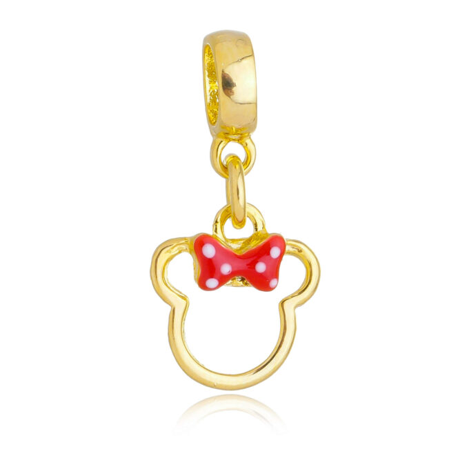 Berloque Minnie Disney Banhado a Ouro 18k.