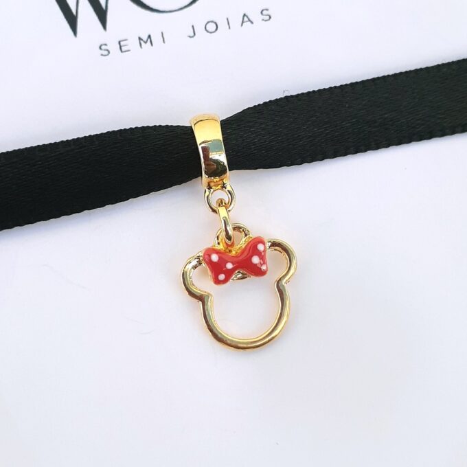 Berloque Minnie Disney Banhado a Ouro 18k.