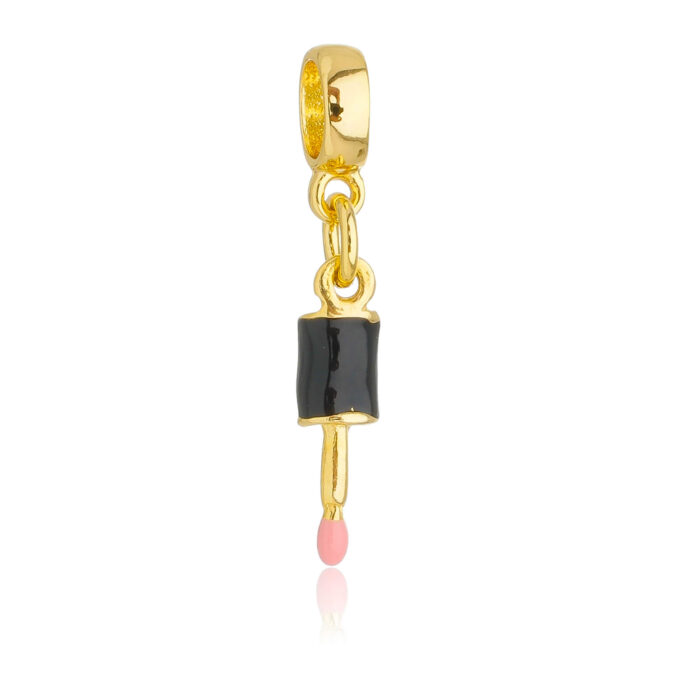 Berloque Pincel de Maquiagem Banhado a Ouro 18k