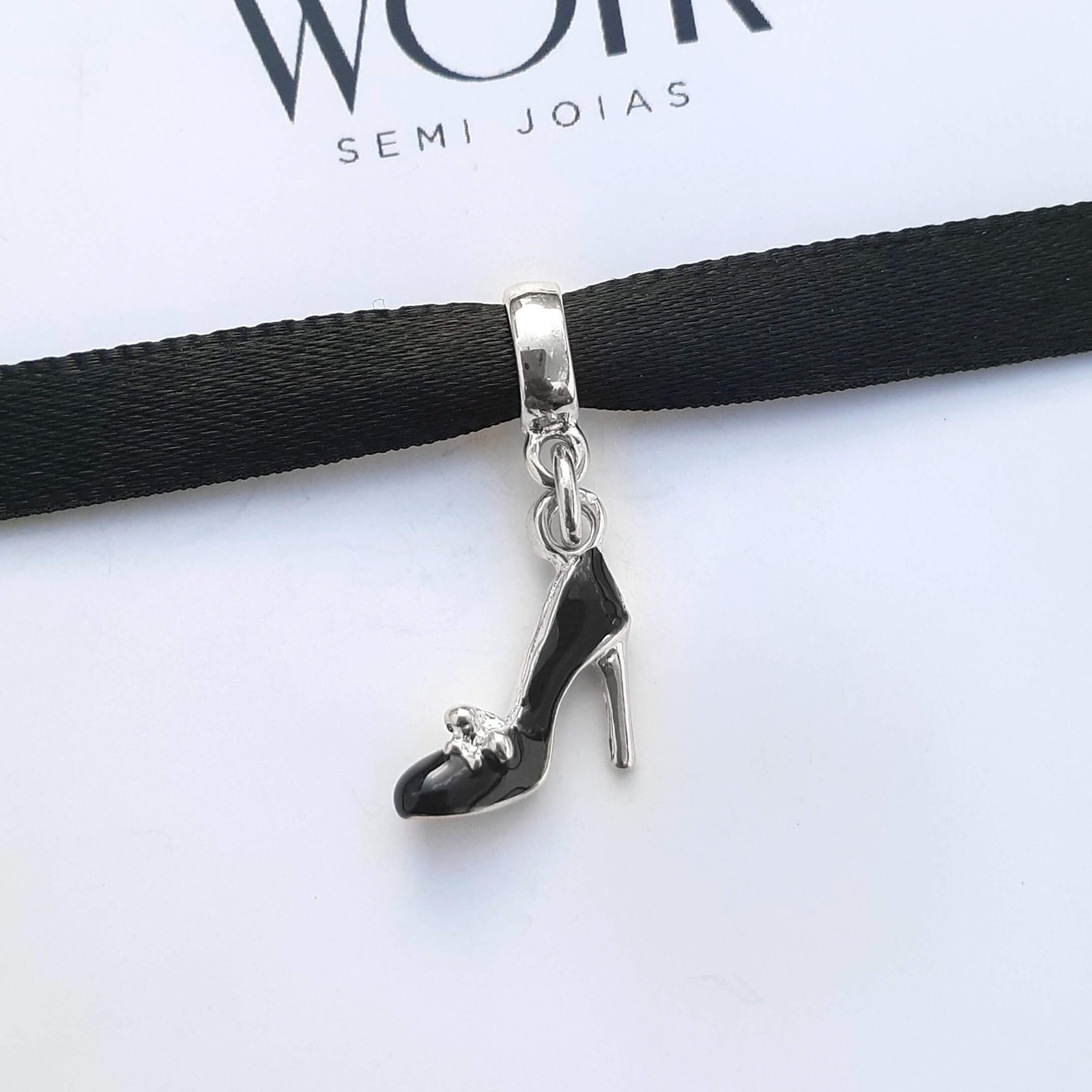 Berloque Sapato de Mulher Banhado a Prata 925