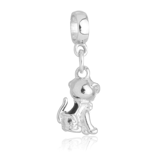 Berloque Cachorro Cachorrinho Dog Banhado a Prata 925