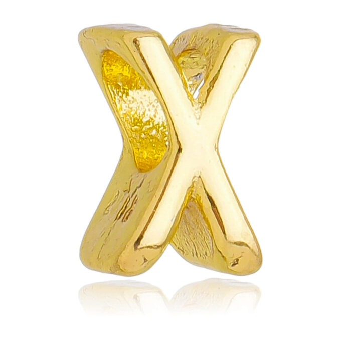 Berloque Letra X Separador Banhado a Ouro 18k