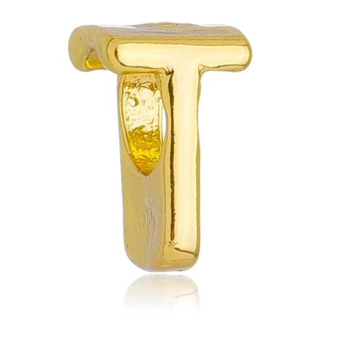 Berloque Letra T Separador Banhado a Ouro 18k