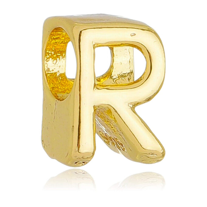 Berloque Letra R Separador Banhado a Ouro 18k