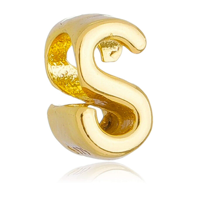 Berloque Letra S Separador Banhado a Ouro 18k