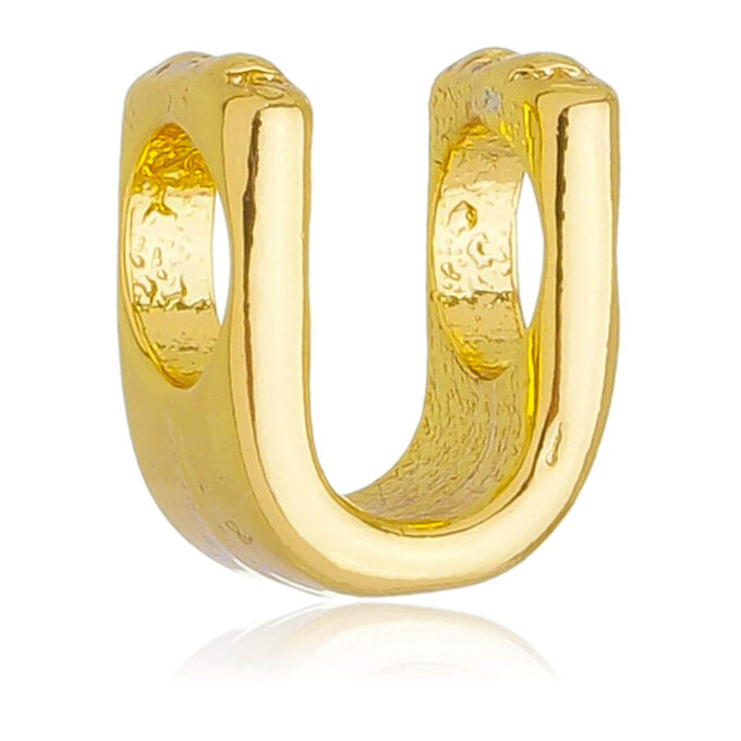 Berloque Letra U Separador Banhado a Ouro 18k
