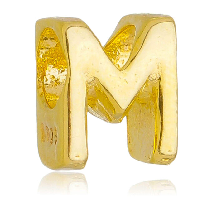 Berloque Letra M Separador Banhado a Ouro 18k
