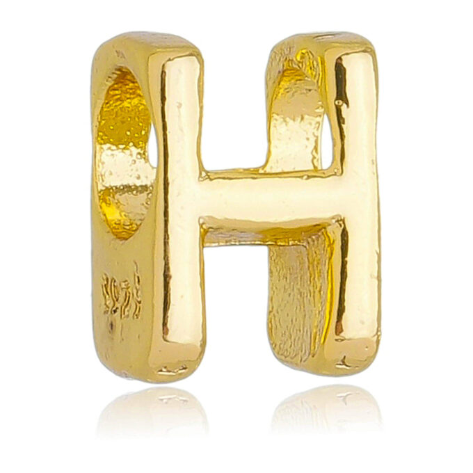Berloque Letra H Separador Banhado a Ouro 18k