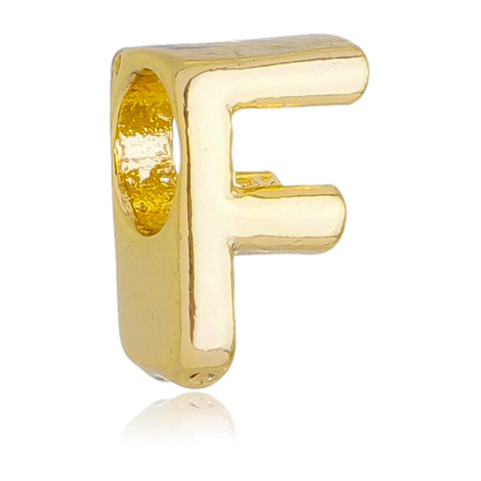 Berloque Letra F Separador Banhado a Ouro 18k