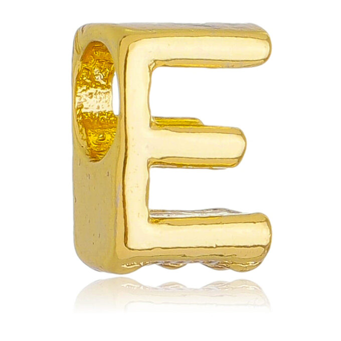 Berloque Letra E Separador Banhado a Ouro 18k