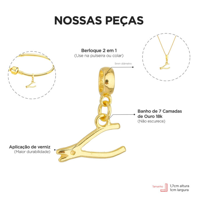 Berloque Alicate Manicure Banhado a Ouro 18k