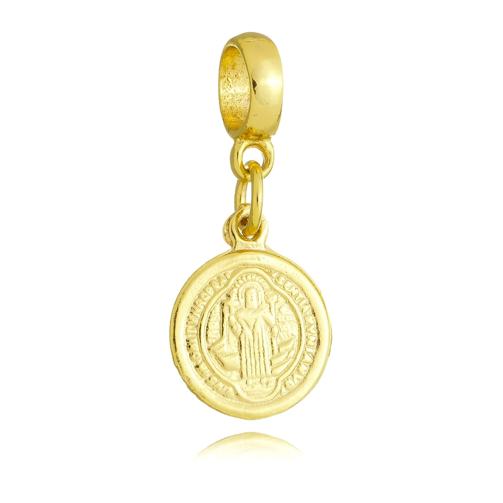 Berloque Medalha de São Bento Banhado a Ouro 18k