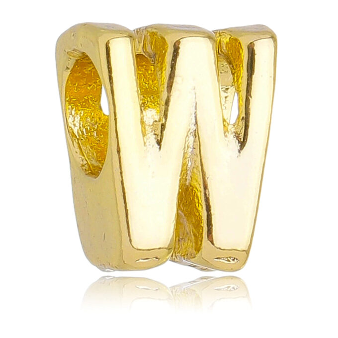 Berloque Letra W Separador Banhado a Ouro 18k