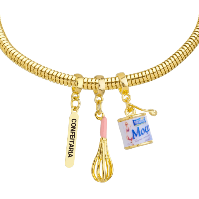 Pulseira Confeitaria Berloque Banhado a Prata 925