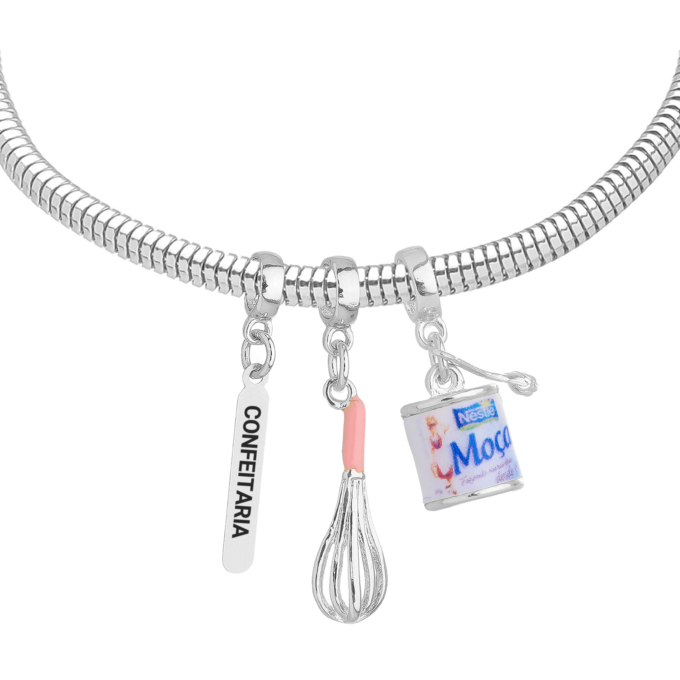 Pulseira Confeitaria Berloque Banhado a Prata 925