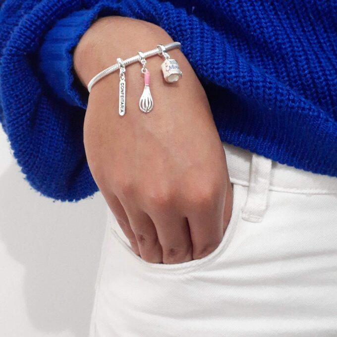 Pulseira Confeitaria Berloque Banhado a Prata 925
