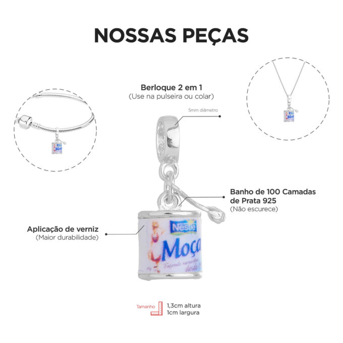 Pulseira Confeitaria Berloque Banhado a Prata 925