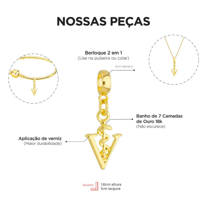 Pulseira Veterinária Berloque Banhado a Prata 925
