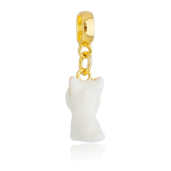 Berloque Cachorro Maltês Banhado a Ouro 18k