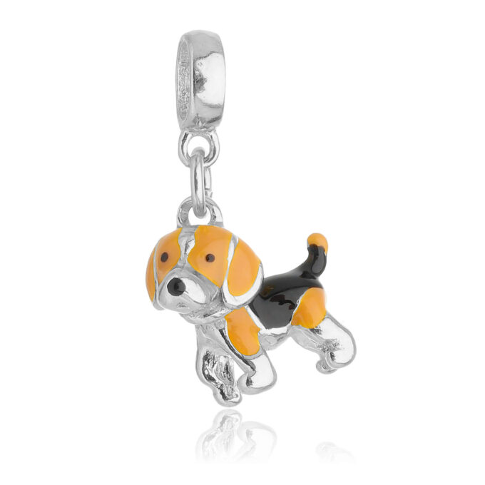 Berloque Cachorro Beagle Banhado a Prata 925