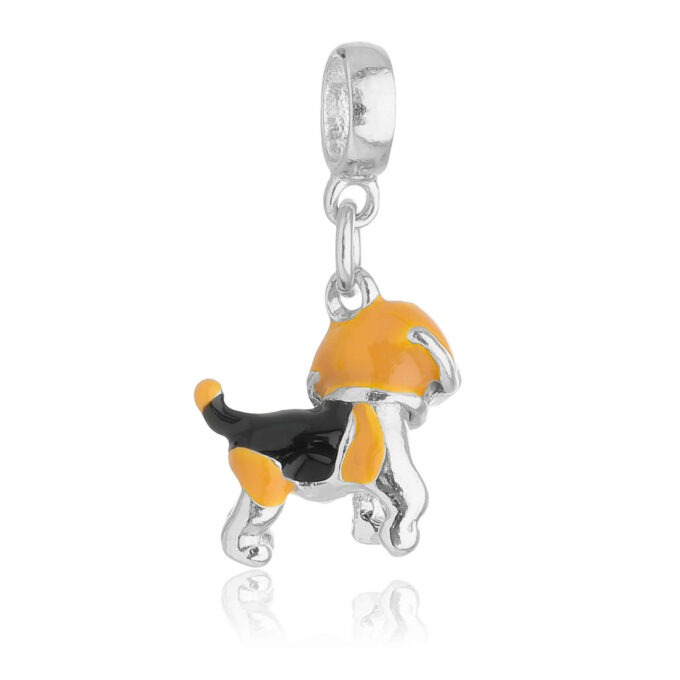 Berloque Cachorro Beagle Banhado a Prata 925