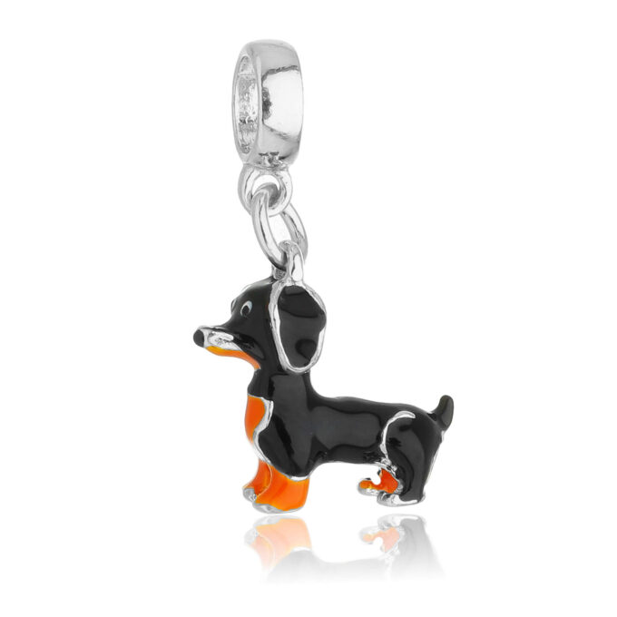 Berloque Cachorro Salsicha Dachshund Banhado a Ouro 18k