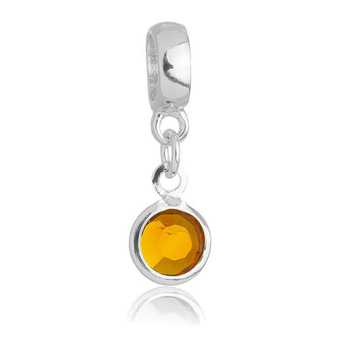 Berloque Cristal Marrom Banhado a Prata 925
