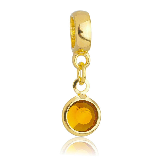 Berloque Cristal Marrom Banhado a Ouro 18k