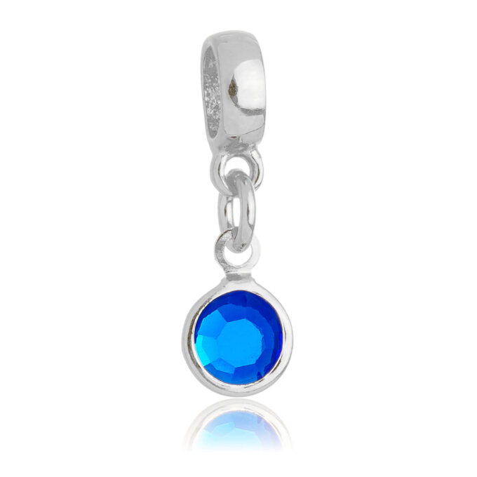 Berloque Cristal Azul Banhado a Ouro 18k