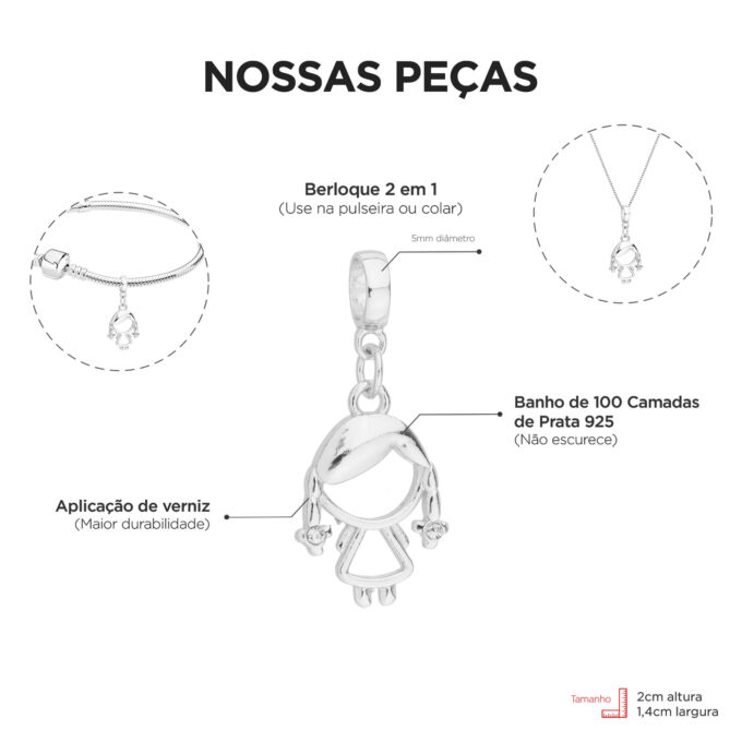 Pulseira Feminina Casal Filhos Banhado a Ouro 18k
