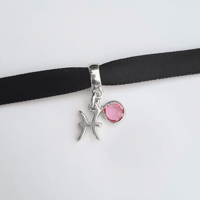 Berloque Signo Peixes com Strass Banhado a Prata 925