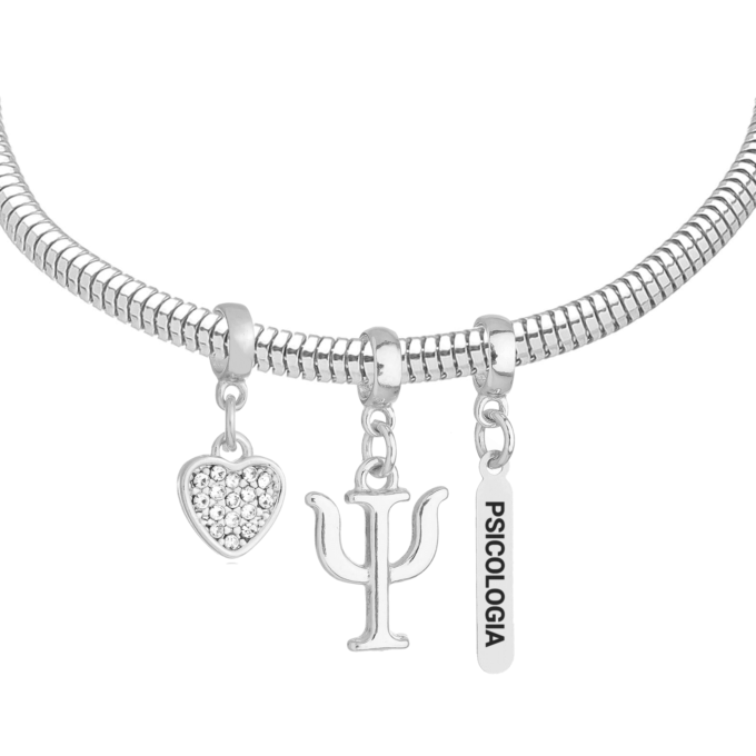Pulseira Feminina Profissão Psicologia Banhado a Ouro 18k
