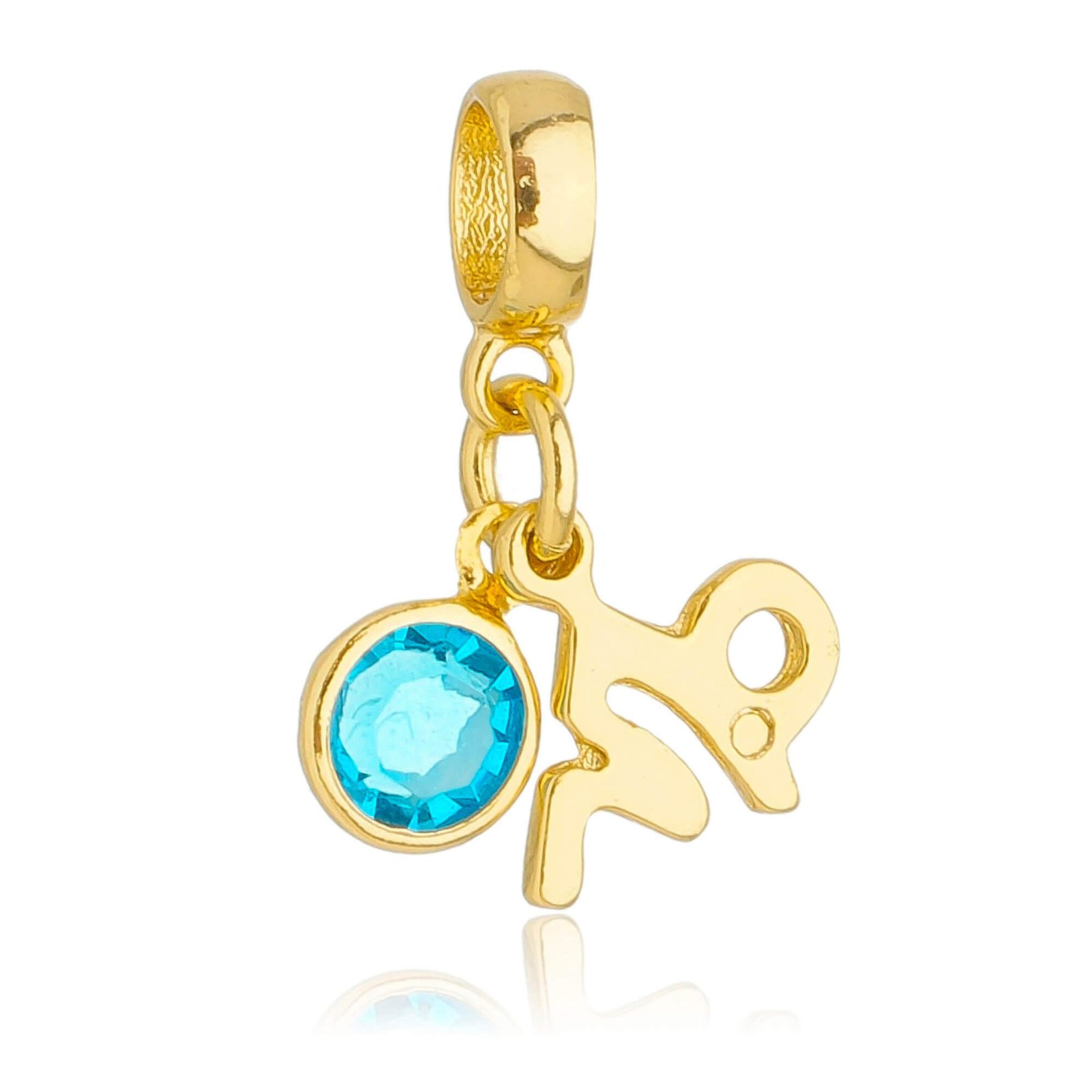 Berloque Signo Capricórnio com Strass Banhado a Ouro 18k