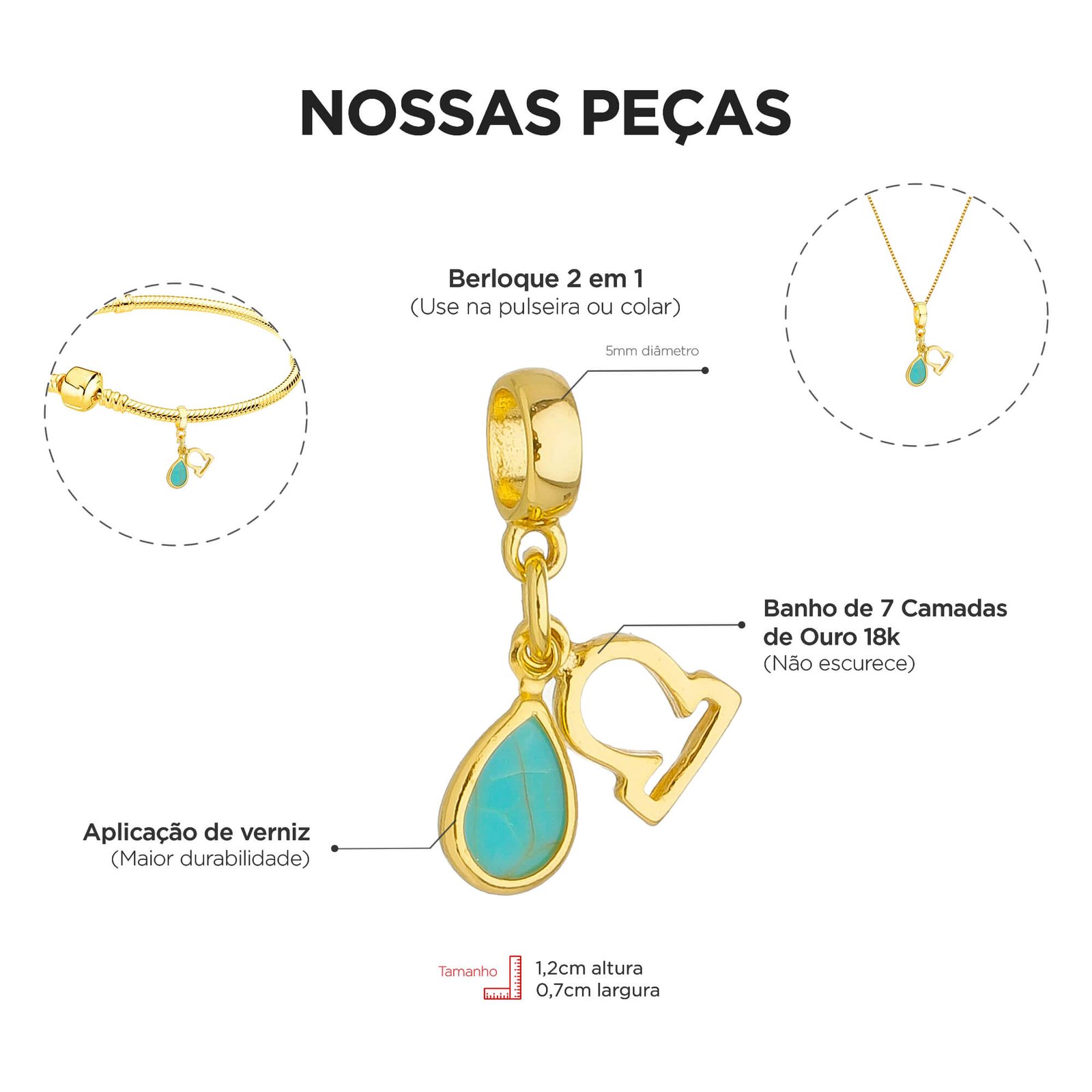 Berloque Signo Libra com Strass Banhado a Ouro 18k