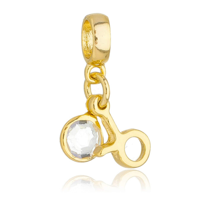 Berloque Signo Touro com Strass Banhado a Ouro 18k