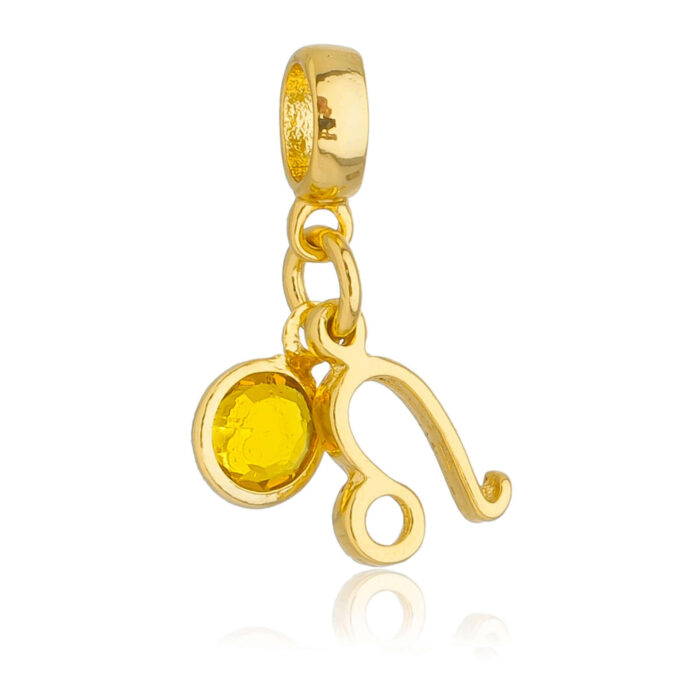 Berloque Signo Leão com Strass Banhado a Ouro 18k