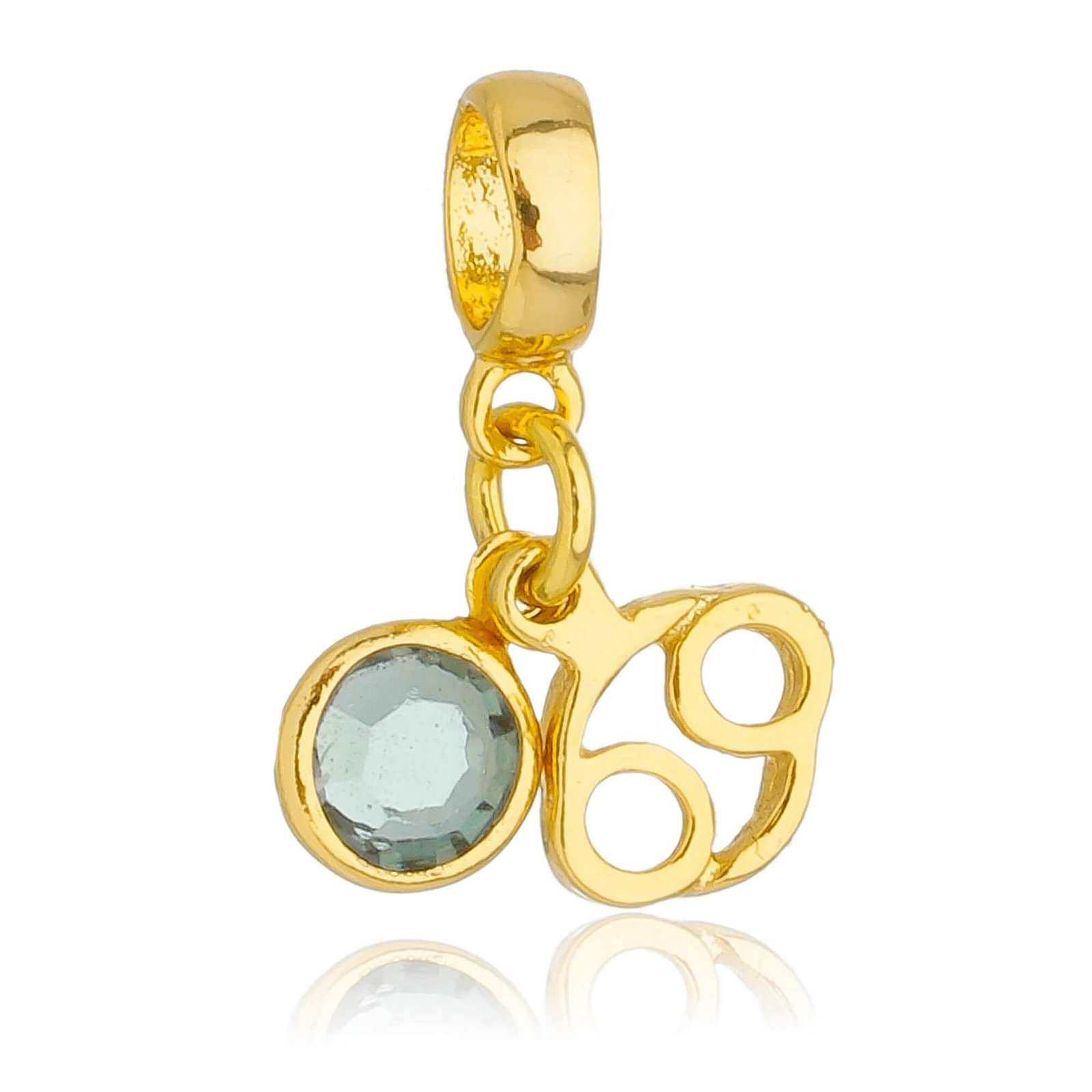 Berloque Signo Câncer com Strass Banhado a Ouro 18k