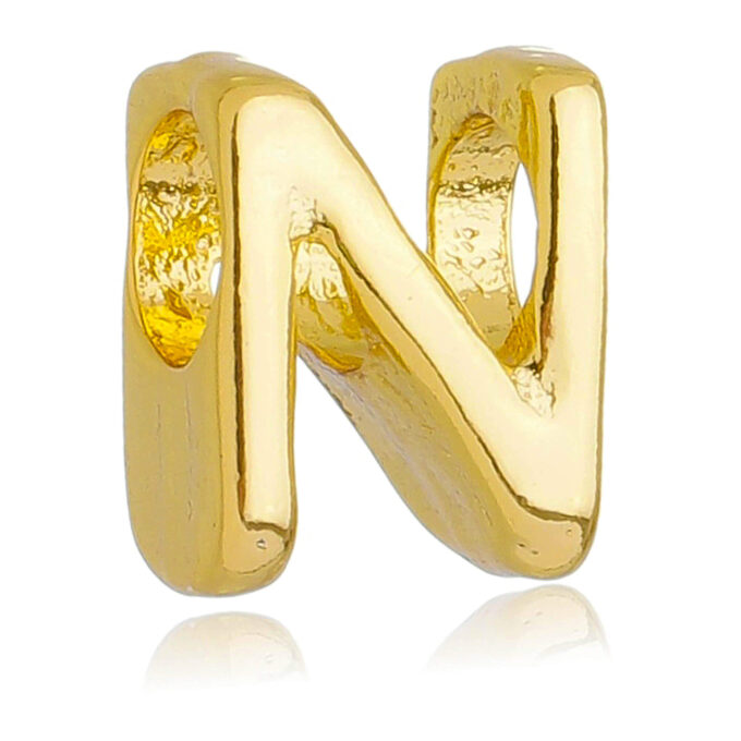 Berloque Letra N Separador Banhado a Ouro 18k